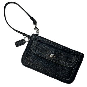 Coach Vintage Black Pebble Leather Wristlet